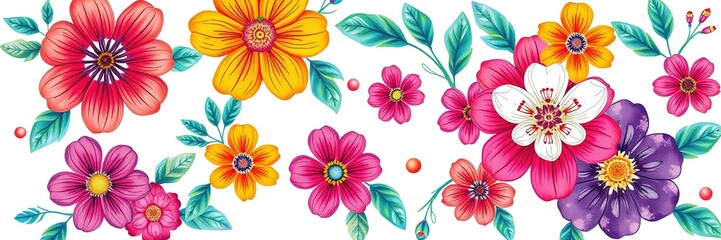 Fototapeta premium Floral Canvas for Mother's Day: Vibrant Hand-Drawn Patterns for Love and Gratitude