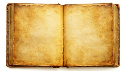 Antique Open Book with Blank Aged Pages - Vintage Texture Stock Photo