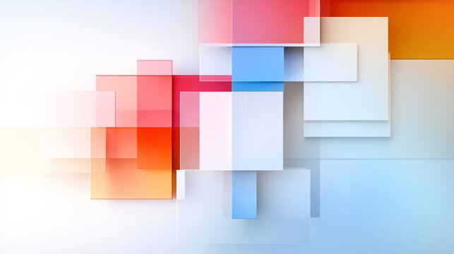 Modern abstract design featuring layered geometric shapes in vibrant colors. composition includes red, blue, and white elements, creating dynamic visual effect