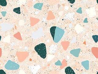 Abstract Terrazzo Pattern: A Seamless Design of Pastel Colors and Irregular Shapes