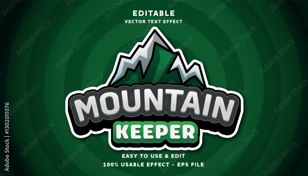 Poster mountain keeper editable text effect with modern and simple style