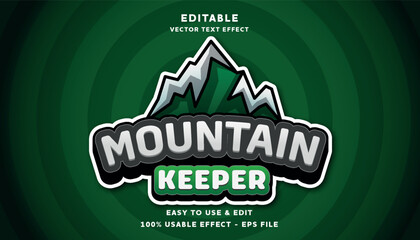 mountain keeper editable text effect with modern and simple style