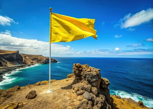 Canary Islands Clifftop Flag: Dramatic Playa del Bohio Sunrise