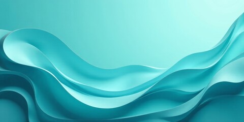 Obraz premium Abstract Teal Wave Pattern Serene Undulating Forms in a Soft, Pastel Hue