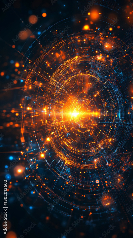 Aufkleber a dynamic abstract background depicting glowing circles and lines, symbolizing the future of technol