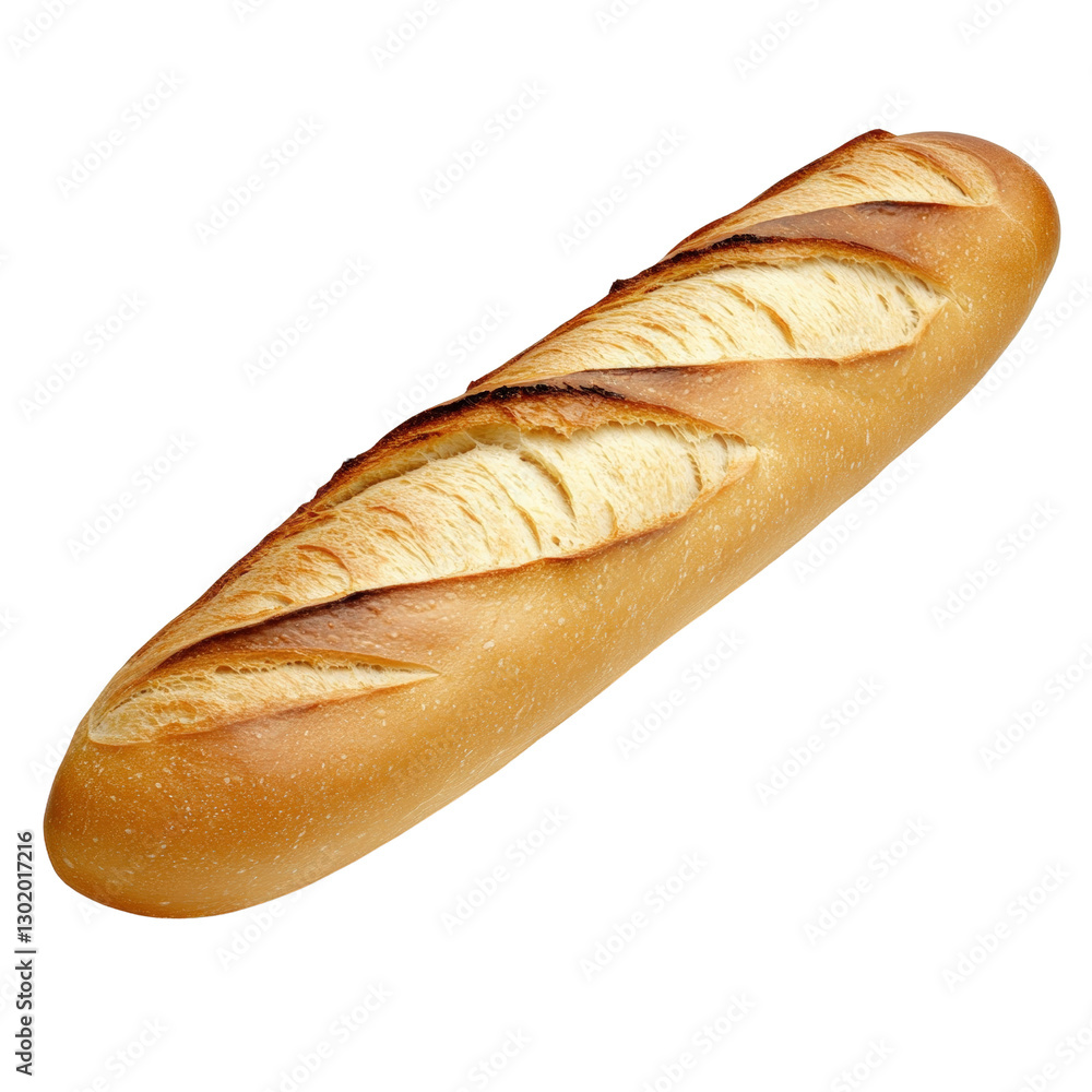 Poster a freshly baked long loaf of bread with a crisp golden crust perfect for slicing and enjoying with a