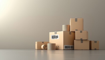 Stacked Cardboard Boxes Tape - Shipping Packaging Supplies for Delivery
