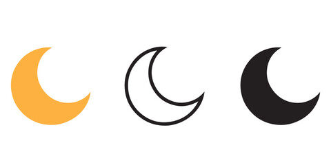 Obraz premium Crescent Moon Multiple Styles, Moon icon set