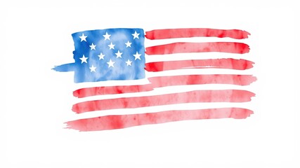 Hand-Painted Watercolor American Flag for Independence Day