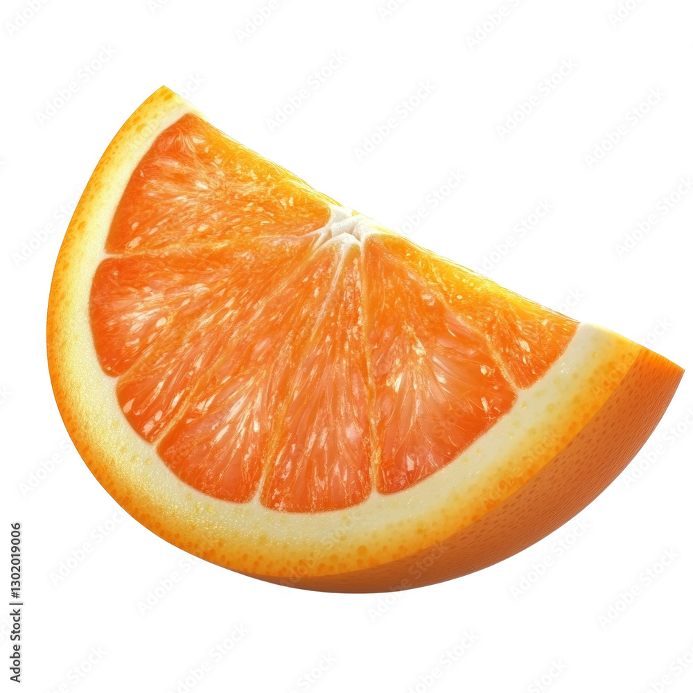 Poster a juicy half of an orange with bright color and texture showcasing its freshness on a white backgrou