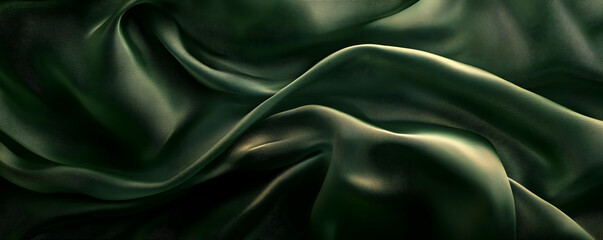 Obraz premium Dark green silk fabric folds. Texture background