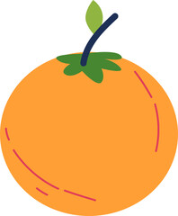 Simple illustration of an orange with a green leaf and stem