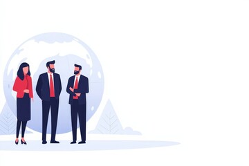 Obraz premium Business Team Collaboration in Modern Office Environment with Global Theme