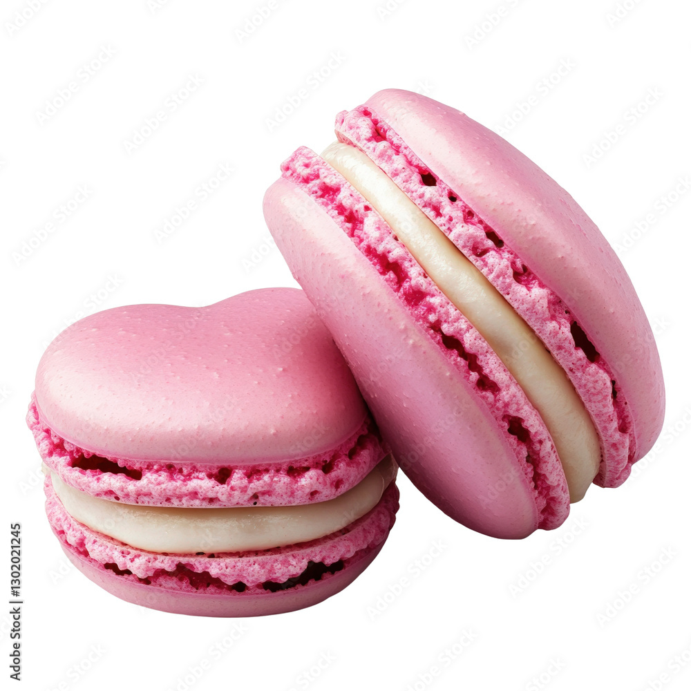 Poster two exquisite macarons displayed elegantly on a delicate surface showcasing their colorful and tempt