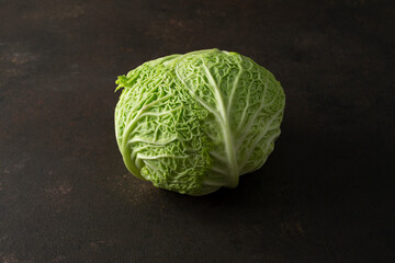 Fototapeta premium A view of a savoy cabbage.