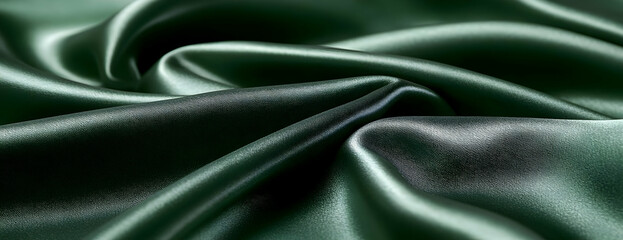 Fototapeta premium Draped green satin fabric