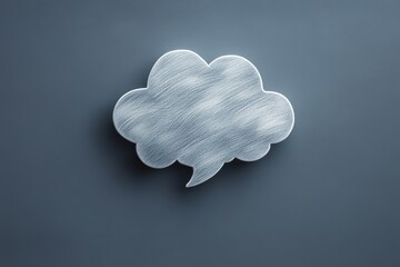 A stylized cloud speech bubble on a gray flat background