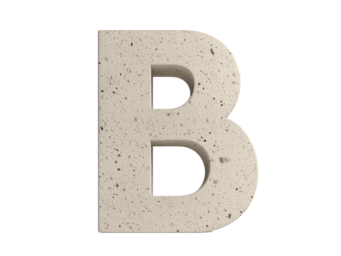 Artistic Sculpture of the Letter "B" Set Against a Crisp White Background