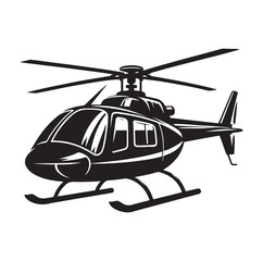 Helicopter icon black silhouette vector illustration on white background
