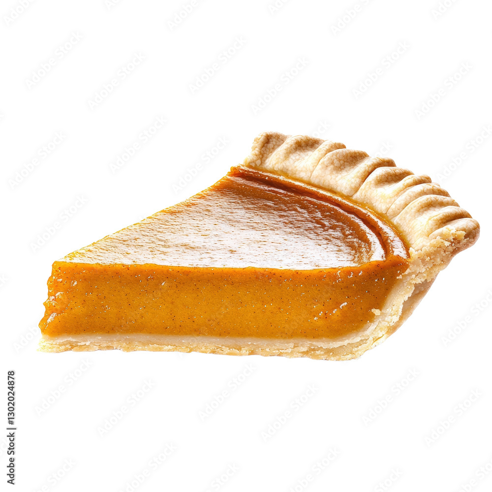 Poster a slice of homemade pumpkin pie with whipped cream on top presented on a rustic plate against a warm