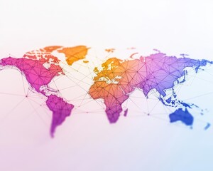 Fototapeta premium Colorful geometric art of midcap company graphs connecting global trade routes, Mid Cap Stocks, economic synergy