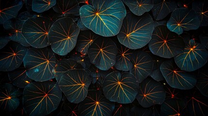 Dark Lush Leaves  Tropical Foliage  Nature Texture  Plant Background  Vibrant Veins