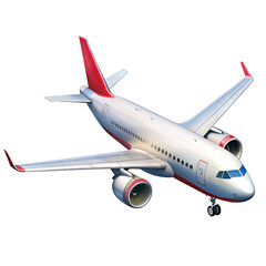 Modern Passenger Jet Airplane in Flight with Red-Tipped Wings