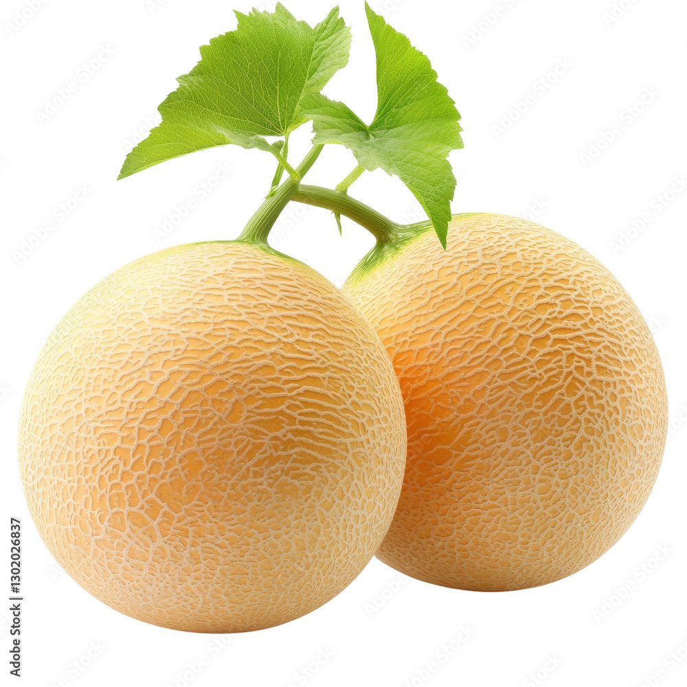 Poster two melon varieties sitting side by side on a wooden surface showcasing their distinctive colors and