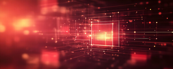 Obraz premium Red digital data stream, network