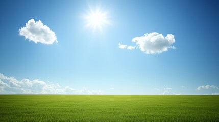 Fototapeta premium Bright Sunny Day Over Vast Green Field