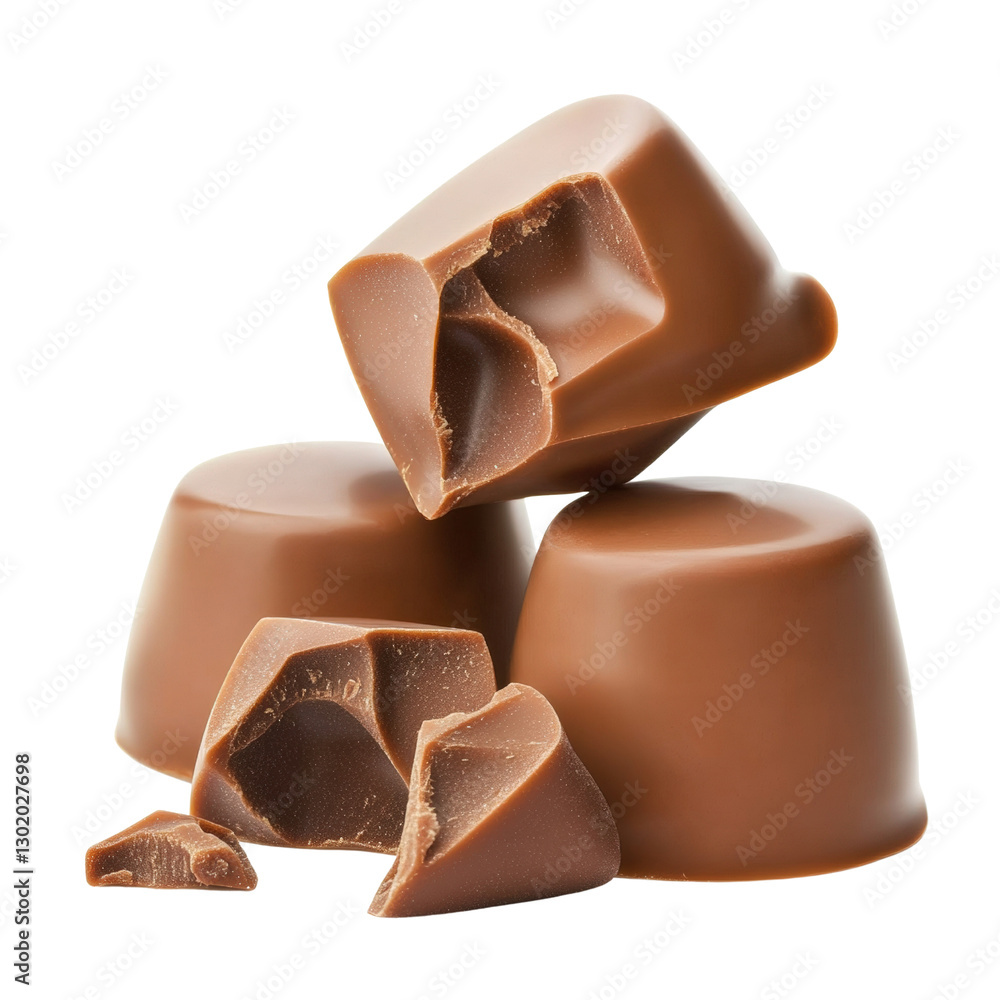 Poster a pile of rich dark chocolate chunks and pieces displayed on a neutral background inviting indulgenc
