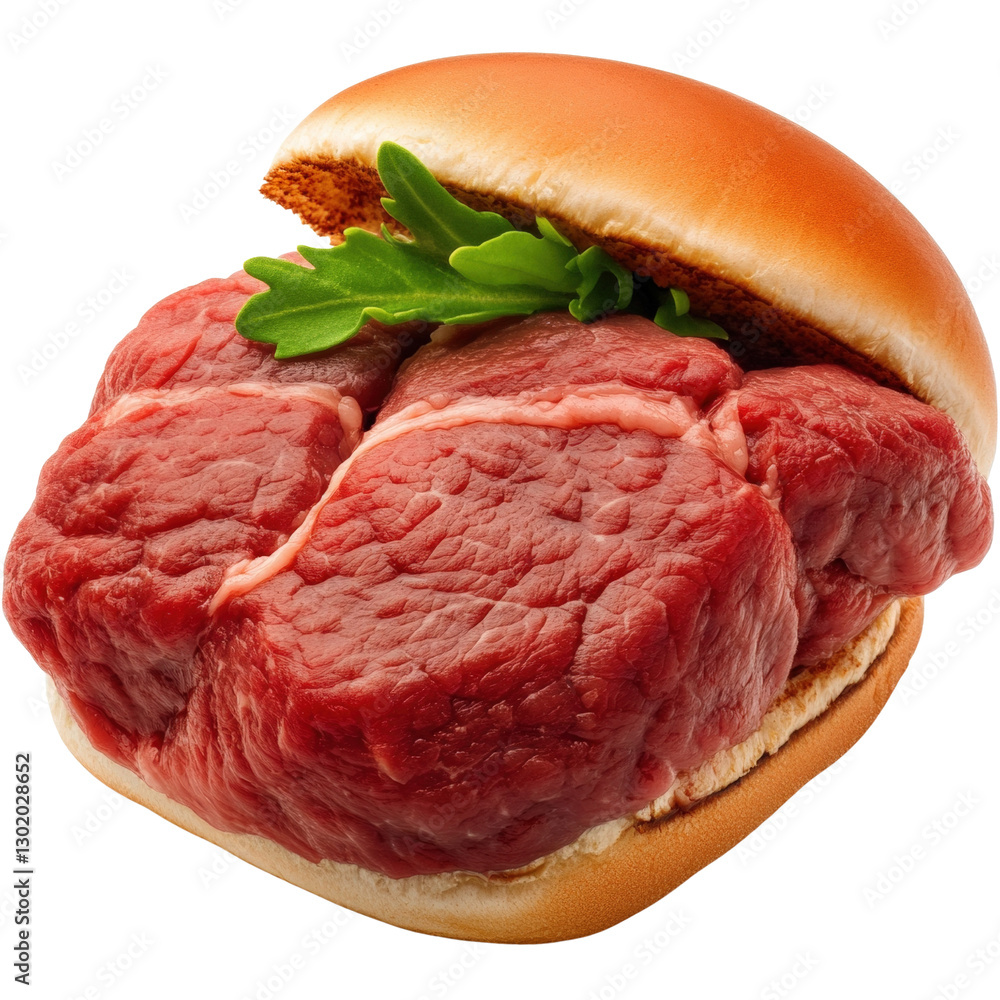Poster hearty meat sandwich stacked generously with tender meat slices and fresh ingredients creating a sat