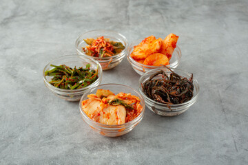 A view of various kimchi.