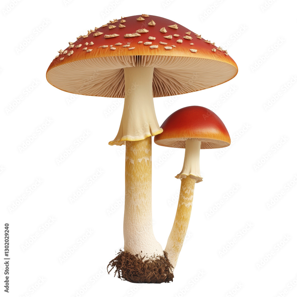 Poster unique and edible mushroom growing naturally amongst leaf litter in a forest floor setting showcasin