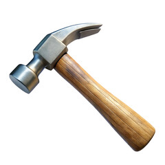 Wooden Handled Hammer with a Silver Metal Head for Construction