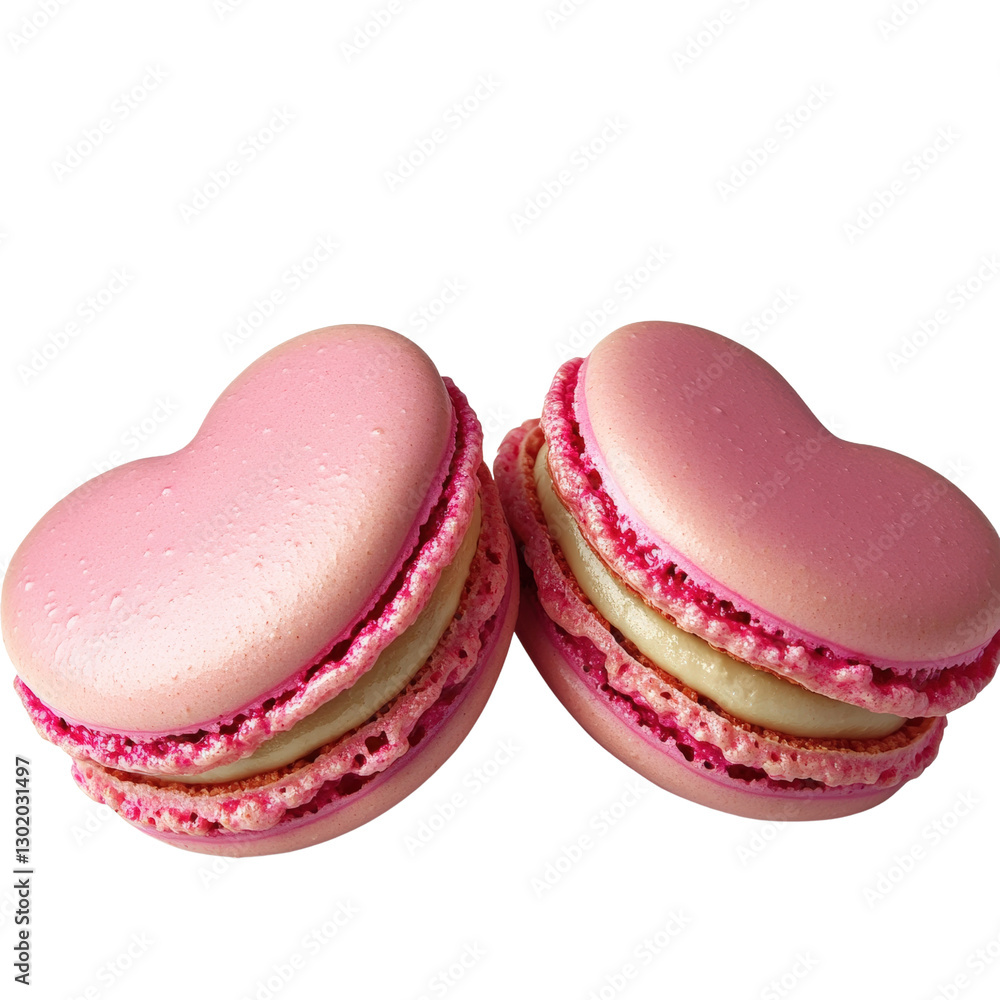 Poster two perfectly baked macaroons stacked together showcasing their unique colors and textures against a