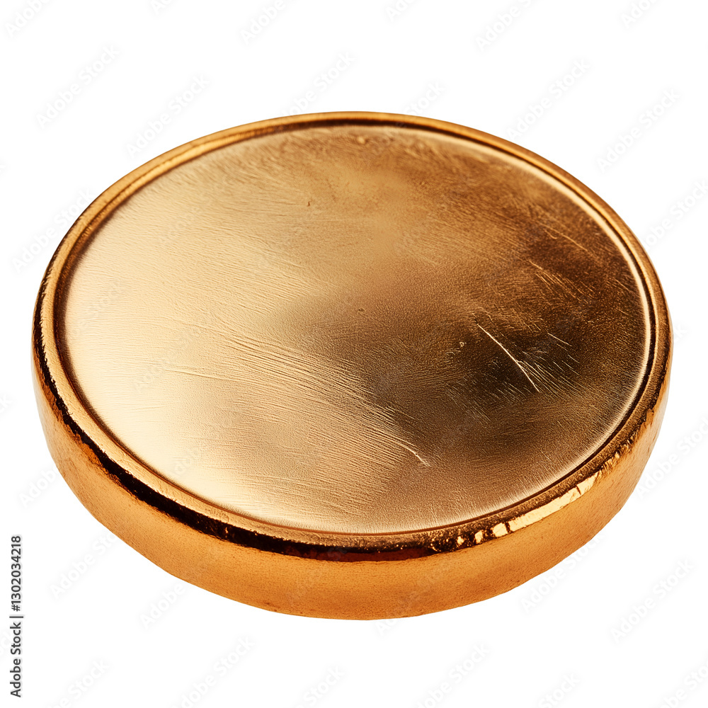 Poster shiny golden disk with smooth surface, isolated on transparent or white background