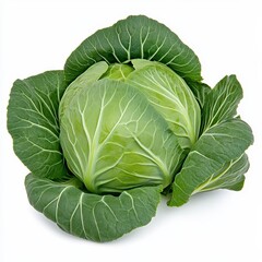 Fototapeta premium Fresh Green Cabbage on White Background
