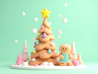 Fototapeta premium Christmas Christmas tree celebration winter holiday festival new year 3D illustration