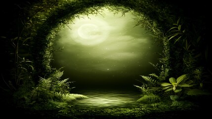 Moonlit Forest Gateway at Night