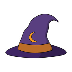 Halloween Witch Hat with Cartoon Design. Vector Illustration.