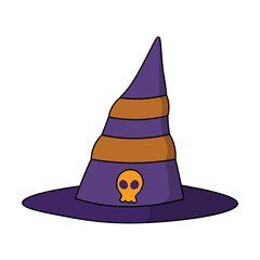 Halloween Witch Hat with Cartoon Design. Vector Illustration.