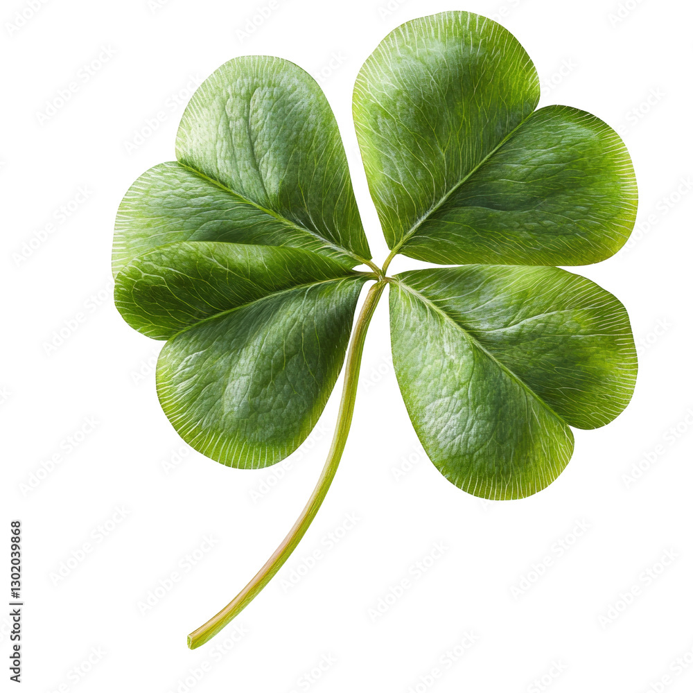 Poster lush green four leaf clover on natural background symbolizing luck and fortune with detailed leaf st