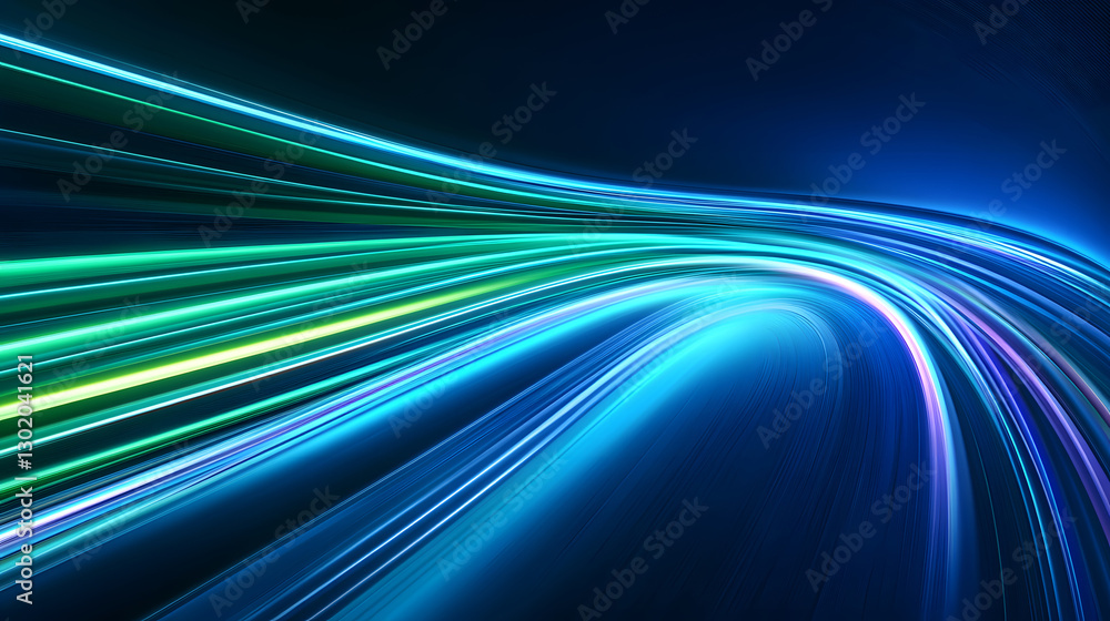 Poster particle flow tunnel space vortex, internet science and technology creative background