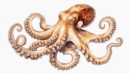 Obraz premium A lifelike, vividly colored octopus with intricately detailed head and symmetrically arranged tentacles. Each appendage showcases exquisite patterns and textures