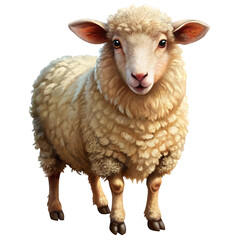 Fluffy Sheep with Creamy Wool Standing in a Calm and Peaceful Pose