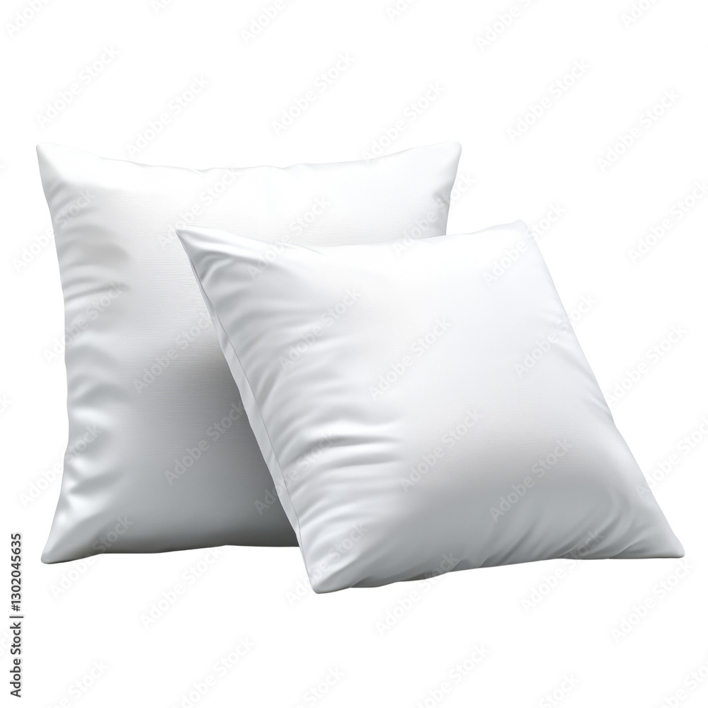 Poster two soft and cozy white pillows placed comfortably on a neutral surface for a relaxing and inviting 