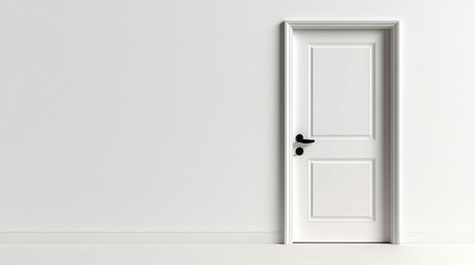 Solitary Doorway a Gateway to New Beginnings in a Minimalist White Interior Space with Black Handle
