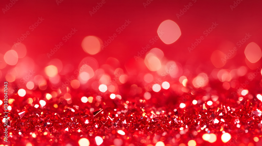 Poster abstract red bokeh background with particles, abstract red particles concept illustration
