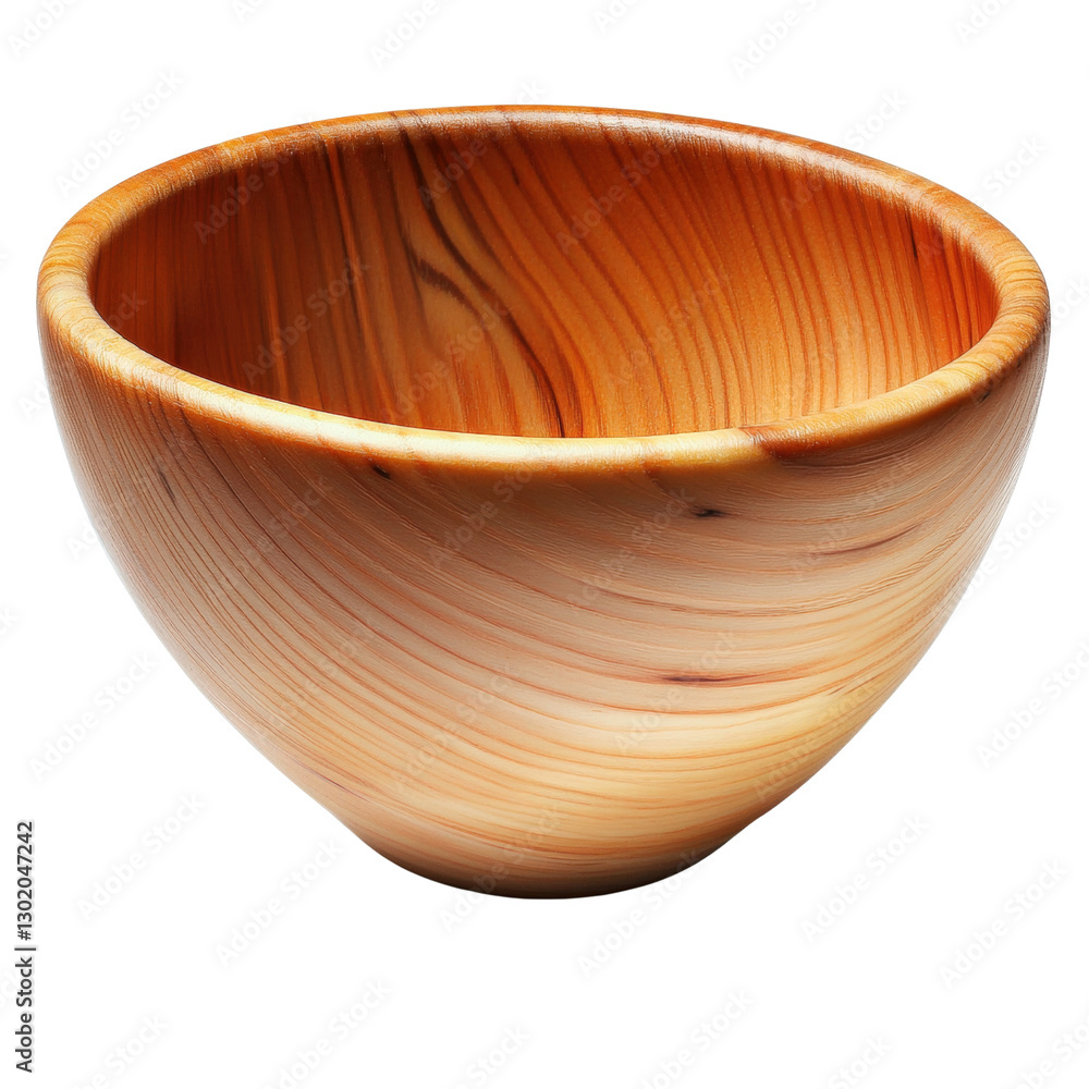 Poster elegant wooden bowl with natural grain texture displayed on a black background for a minimalistic an